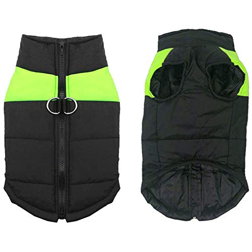 SYLC Abrigos para Perros De Invierno Chaqueta Impermeable Abrigadora, Chaleco para Perros con Forro Polar, De Invierno Y Otoño con Orificio para Arnés (M,Amarillo)