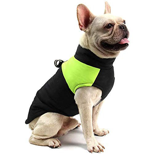 SYLC Abrigos para Perros De Invierno Chaqueta Impermeable Abrigadora, Chaleco para Perros con Forro Polar, De Invierno Y Otoño con Orificio para Arnés (M,Amarillo)