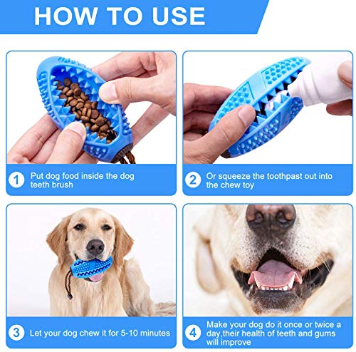 SZDPC Cepillo de Dientes para Perros, Conjunto de 2 Piezas, Juguete para Masticar,Caucho Natural no tóxico, Cuidado Dental para Perros Limpieza de Dientes (M, Azul)