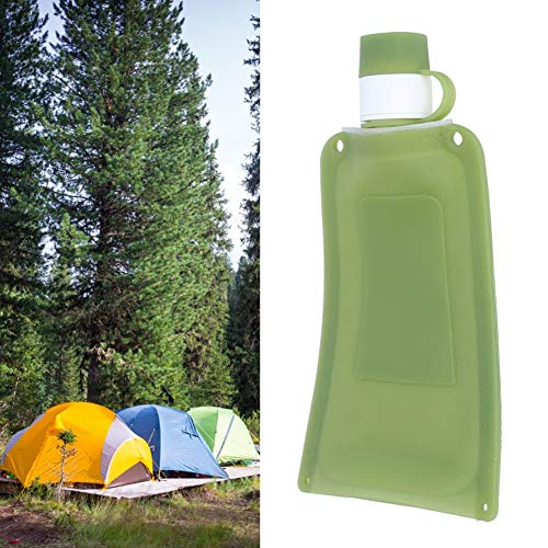 Tabpole 500 ml botellas de agua plegable portátil plegable bolsa de agua de silicona para viajes al aire libre Camping ciclismo (verde)