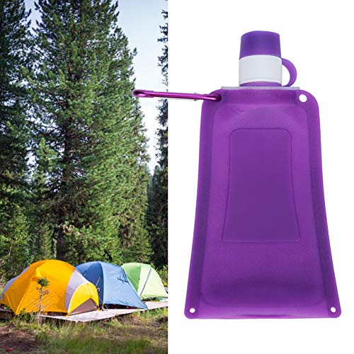 Tabpole 500 ml botellas de agua plegables portátiles de silicona bolsa de agua plegable para viajes al aire libre Camping ciclismo (púrpura)