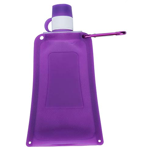 Tabpole 500 ml botellas de agua plegables portátiles de silicona bolsa de agua plegable para viajes al aire libre Camping ciclismo (púrpura)