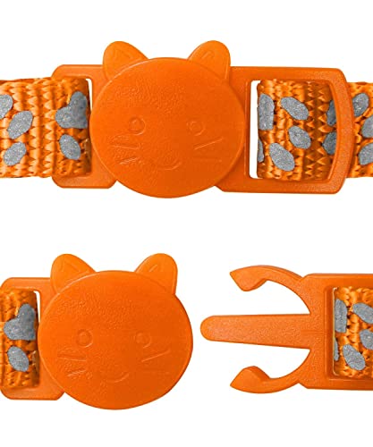 Taglory Collar Gato Reflectante, 2 Piezas Collares para Gatos con Cascabeles y Hebilla Seguro de Liberación Rápida, 19-32cm Naranja