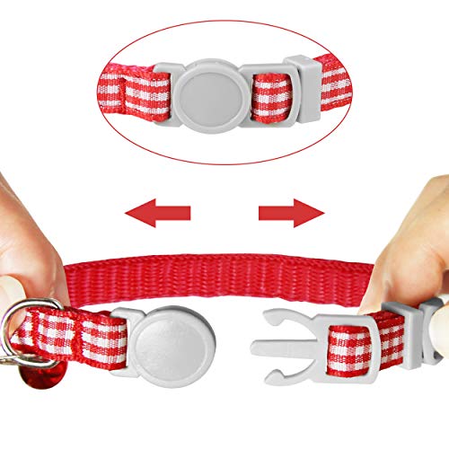 TagME Antiahogo Collar Gato, Collar para Gato Personalizado con Campana y Hebilla Seguro de Liberación Rápida, Rojo,2 Paquetes