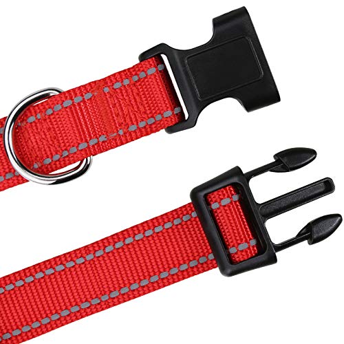 TagME Collar Perro Ajustable,Collar Nylon Reflectante,para Caminar Correr Entrenamiento,para Perros Pequeños,Rojo,1.5cm De Ancho