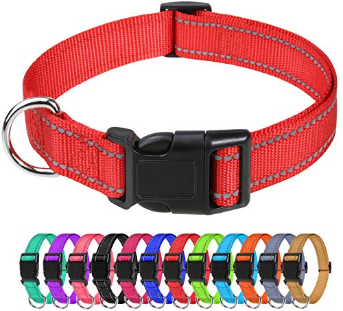 TagME Collar Perro Ajustable,Collar Nylon Reflectante,para Caminar Correr Entrenamiento,para Perros Pequeños,Rojo,1.5cm De Ancho