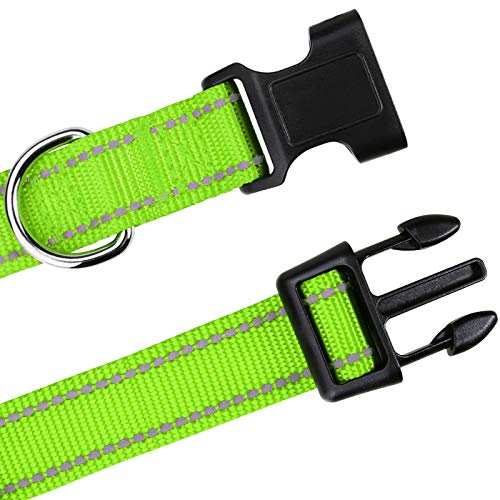 TagME Collar Perro Ajustable,Collar Nylon Reflectante,para Caminar Correr Entrenamiento,para Perros Pequeños,Verde,1.5cm De Ancho