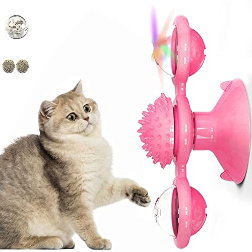 TaimeiMao Juguetes interactivos para Gatos, Juguete Placa Giratoria para Gato,Juguete de Masaje para Gatos, Juguete para Masticar con Pelota,Menta de Gato,Bola Intermitente LED Plato Giratorio