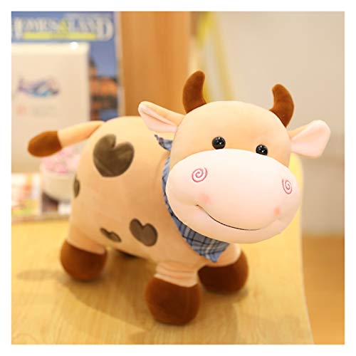 TAIYUAN Juguetes de Peluche 1 PC Dibujos Animados Leche Vaca Relleno Animal Juguete Rosa Blanco Barro Babero Bebé Leche Vacas Almohada de Peluche Precioso (Color : Pink, Height : 25cm)