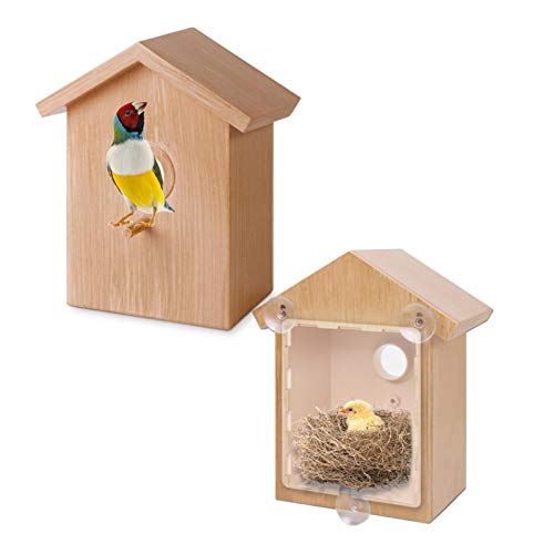 tanbea-ES Comedero para pájaros para Colgar Pajarera de Madera Pajarera Casa de alimentación del silo de Alimentos Bird Villa Tienda de alimentación de cabañas de pájaros Accesorios de Contemporary