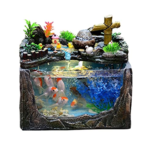 Tanque de peces ROCKERY Y AGUA CREATIVA PEQUEÑO TANQUE SUPERIOR ACUARIA FAMILIA ACUARIA DE PESCA DE PECADO OFICINA DE OFICINA DE ESPACIAL DE Decoración ecológica Tanque de pescado de decoración