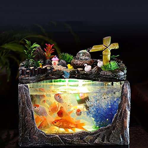 Tanque de peces ROCKERY Y AGUA CREATIVA PEQUEÑO TANQUE SUPERIOR ACUARIA FAMILIA ACUARIA DE PESCA DE PECADO OFICINA DE OFICINA DE ESPACIAL DE Decoración ecológica Tanque de pescado de decoración