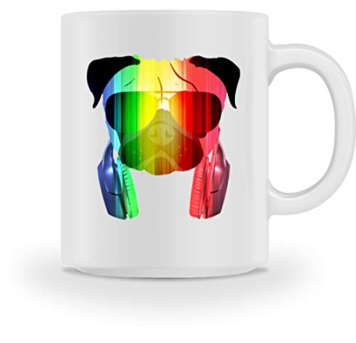 Taza, diseño de carlino con gafas de sol Blanco M