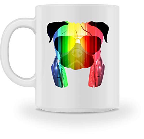 Taza, diseño de carlino con gafas de sol Blanco M