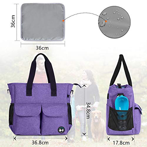 Teamoy Bolsa de Almacenamiento de Suministros para Mascotas, Organizador de Suministros de Perro Bolsa de Viaje para Comida para Perros, Juguetes y Otros Suministros para Perros, Púrpura