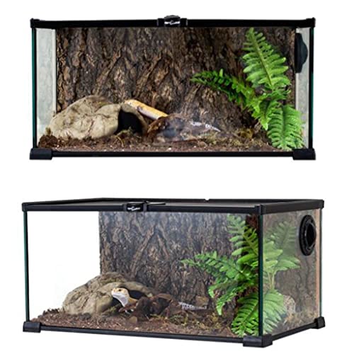 Terrario para Reptiles Caja De Terrario Caja De Termostato, Tanque De Mascota De Escalada De Vidrio para Leopardo Gecko Tarántula Insectos Lagarto Joven (Color : Black, Size : 50x30x25cm)