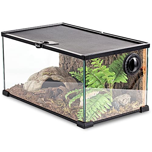 Terrario para Reptiles Caja De Terrario Caja De Termostato, Tanque De Mascota De Escalada De Vidrio para Leopardo Gecko Tarántula Insectos Lagarto Joven (Color : Black, Size : 50x30x25cm)