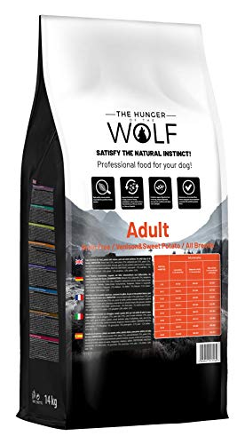 The Hunger of the Wolf - Pienso de carne de ciervo y boniato para perros adultos de todas las razas, fórmula delicada sin cereales, 14 kg