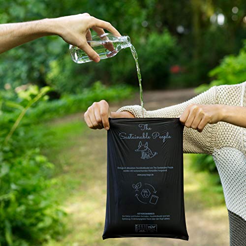 The Sustainable Peopl, bolsas para excrementos de perro TSP biodegradables, 100 % compostables y biodegradables (no oxo), grandes y extragruesas (18 µm), color negro, 120 unidades