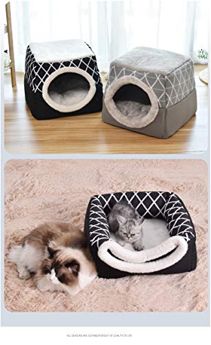 thematys Cueva del Gato I Cama para Gatos con Cojines Extra I Casa para Gatos Plegable I Cueva Convertible I Portátil y Resistente a los arañazos (Style 6, XL (38 x 38 x 34 cm))