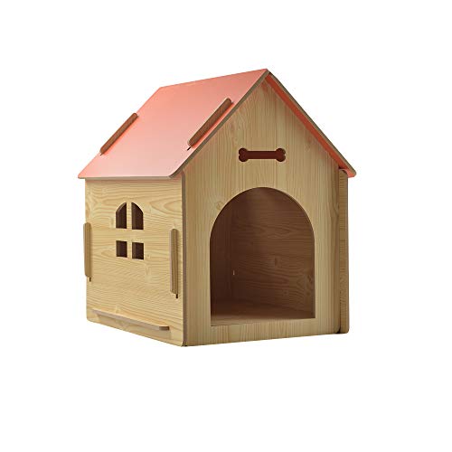 thematys Perrera de Madera para Perros I Casa para Perros para Uso Interior y Exterior I Lugar para Dormir a Las Mascotas I Resistente a la Intemperie y a los arañazos (S (40 x 39 x 45 cm), Style 2)