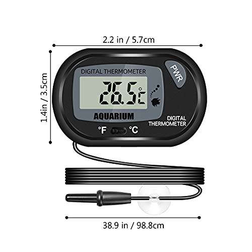 Thlevel 2PCS Termómetro Digital LCD con Exterior Sonda y Ventosa para Acuario, Pecera, Terrarios, Pecera y Recipiente de Vidrio（Rango de medición：-50~70 °C ）