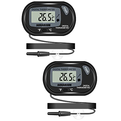 Thlevel 2PCS Termómetro Digital LCD con Exterior Sonda y Ventosa para Acuario, Pecera, Terrarios, Pecera y Recipiente de Vidrio（Rango de medición：-50~70 °C ）