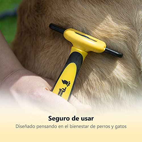 Thunderpaws Peine Profesional para Mascotas, Herramienta de Cuidado para Perros, D-Shedz para Razas de Perros, Gatos con Pelo Corto o Largo, Pequeño, Mediano y Grande (Azul)