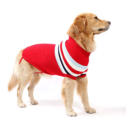 Tianhaik suéter para Perros para Perros Grandes medianos y pequeños Prendas de Punto de Lana de Invierno Ropa de Abrigo Abrigo a Rayas para Navidad