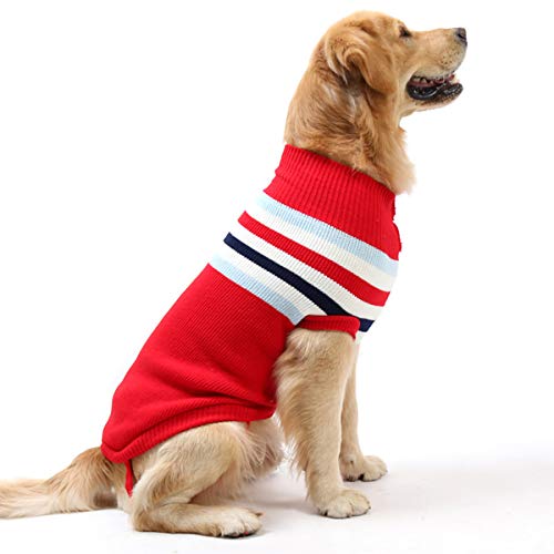 Tianhaik suéter para Perros para Perros Grandes medianos y pequeños Prendas de Punto de Lana de Invierno Ropa de Abrigo Abrigo a Rayas para Navidad