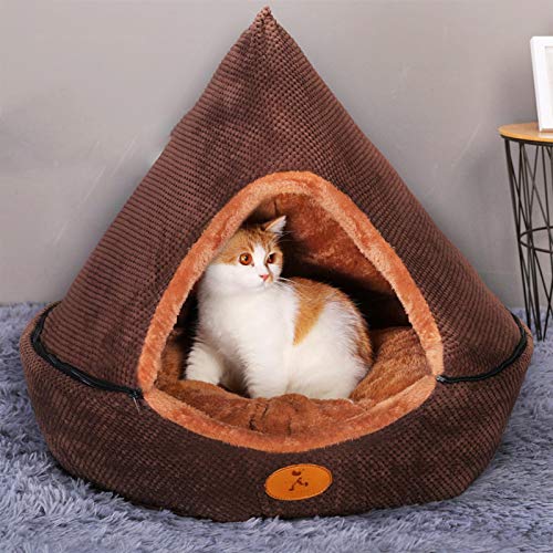 Tienda de campaña mediana para perro con techo, acogedora cueva para gatos de lujo calmante caliente caliente invierno grande ortopédica Cuhsion antiansiedad masticar mimbre Donut Sleep Basket