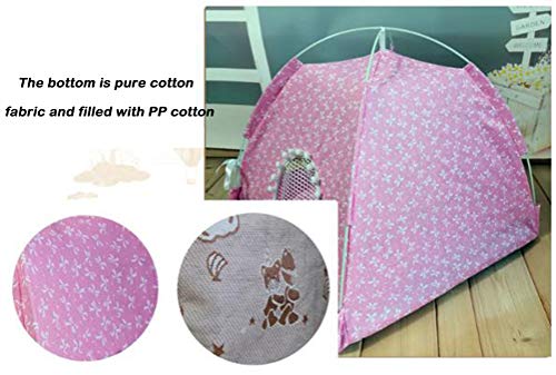 Tienda de campaña plegable para cachorro, gato, casa lavable de lona para perros, pequeña cueva de sueño para mascotas, interior y exterior, suave cama de gatito con dosel (rosa, M 42 x 42 x 40 cm)