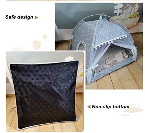 Tienda de campaña plegable para cachorro, gato, casa lavable de lona para perros, pequeña cueva de sueño para mascotas, interior y exterior, suave cama de gatito con dosel (rosa, M 42 x 42 x 40 cm)