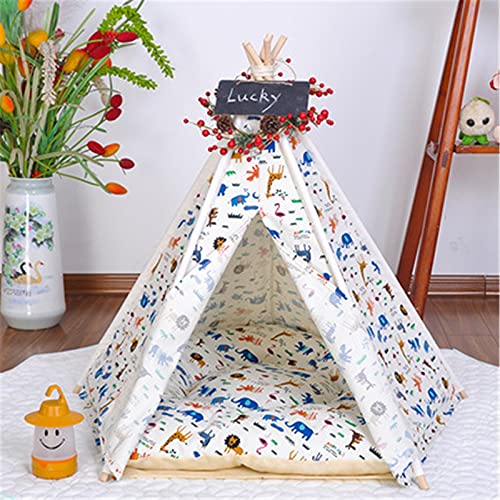 Tienda de Mascotas Casa interior plegable al aire libre Portátil portátil Tepee Dog & Cat Tents Dog & Cat Linda Casa de Puppy House con Cojín Cama para Mascota ( Color : White , Size : 50x50x60cm )