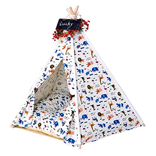 Tienda de Mascotas Casa interior plegable al aire libre Portátil portátil Tepee Dog & Cat Tents Dog & Cat Linda Casa de Puppy House con Cojín Cama para Mascota ( Color : White , Size : 50x50x60cm )