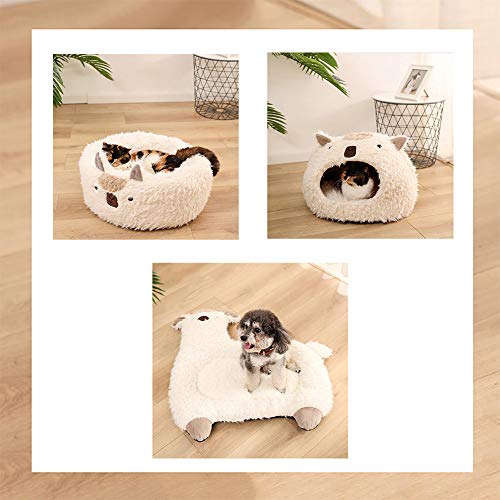 Tienda para mascotas Cama cueva gatos/perros pequeños Cojín antideslizante calentamiento automático2 en1 Nido para mascotas Lavable Invierno Suave y acogedor Saco de dormir Alfombrilla ,Alpaca mat