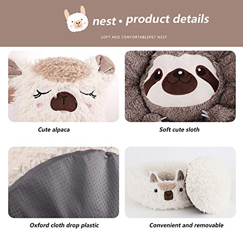 Tienda para mascotas Cama cueva gatos/perros pequeños Cojín antideslizante calentamiento automático2 en1 Nido para mascotas Lavable Invierno Suave y acogedor Saco de dormir Alfombrilla ,Alpaca mat