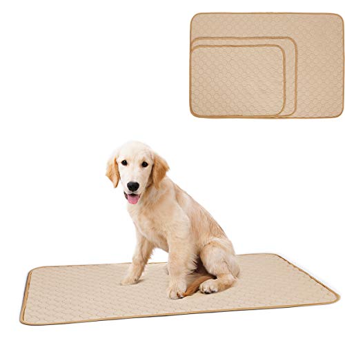 Tineer Lavable Entrenamiento del Perrito del Animal doméstico del cojín Alfombra Antideslizante Manta Reutilizable PIS del Perro del cojín para el Perro/Gato/Conejo (M, Beige)