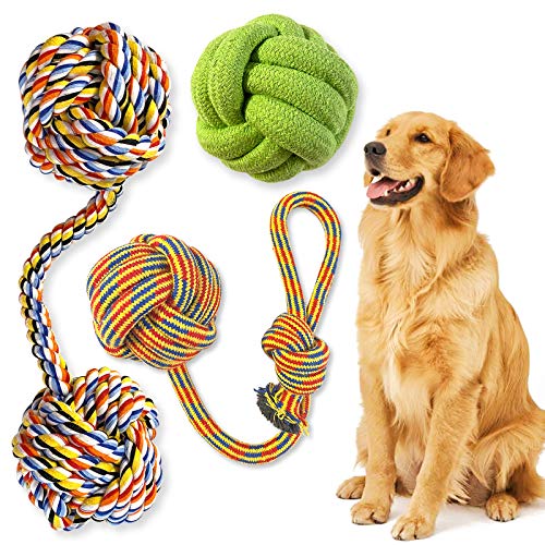 TINGERIA® Juguetes para perros grandes, juego de 3 piezas para masticar indestructibles, juguetes interactivos para perros fuertes masticar