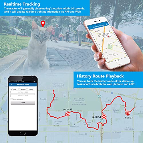 TKMARS Ccollar GPS Perros 500mAH Espera Larga Localizador GPS Perros IP66 Impermeable Seguimiento en Tiempo Real Dog GPS Tracker para Gatos con App Gratis,Alarma Móvil, TK911