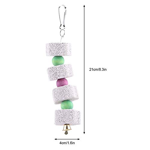 Tnfeeon Piedra de Calcio de Pico de molienda, Dientes de pájaro Loro, Piedra de molienda, Cuerda Colgante, Juguete para Masticar para hámster Chinchilla