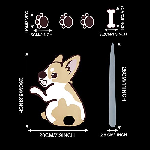 TOMALL Pegatina reflectante para perro de 9.8 pulgadas para parabrisas trasero de coche ventana vinilo dibujos animados cachorros divertidos con 3 gráficos para limpiaparabrisas camiones SUV (perros)