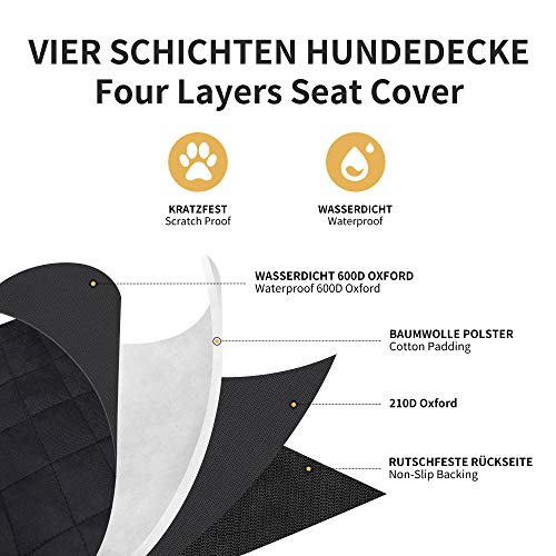 Toozey Asiento de Coche para Perro Pequeños y Medianos, Asiento Coche Perro con Lados Resistentes, Impermeable y Antideslizante, Transportin Perro Coche, Duradero y Fácil de Instalar, 58 x 45 x 45 cm