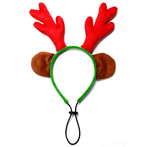 Toozey Dog Christmas Headband, Disfraz de Navidad para Perros Liviano y Suave, Asta de Reno de Navidad con Orejas para Perros, Diadema de Asta de Reno Ajustable