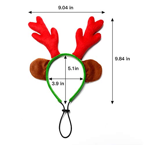 Toozey Dog Christmas Headband, Disfraz de Navidad para Perros Liviano y Suave, Asta de Reno de Navidad con Orejas para Perros, Diadema de Asta de Reno Ajustable