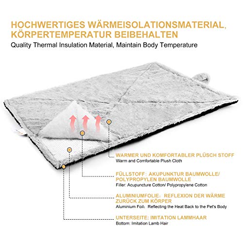 Toozey - Manta de calefacción para Gatos y Perros, tamaño 68 x 48 CM/90 x 65 CM/120 x 80 CM, Alfombrilla térmica para Mascotas, Manta para Gatos