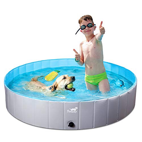 Toozey Piscina para Perros Grandes y Pequeños, 80cm / 120cm / 160cm Piscinas para Perros Plegable, Antideslizante, Piscina para Perros 100% Seguro y No Tóxico