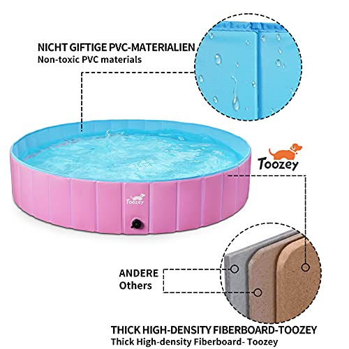 Toozey Piscina para Perros Grandes y Pequeños, 80cm / 120cm / 160cm Piscinas para Perros Plegable, Antideslizante, Piscina para Perros 100% Seguro y No Tóxico