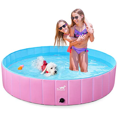 Toozey Piscina para Perros Grandes y Pequeños, 80cm / 120cm / 160cm Piscinas para Perros Plegable, Antideslizante, Piscina para Perros 100% Seguro y No Tóxico