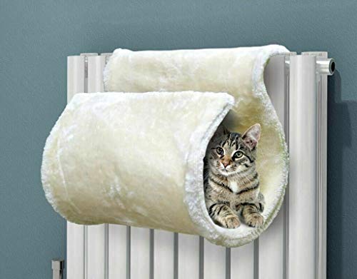 TopgadgetsUK Gato Gatito Colgante Radiador Mascota Cama Perro Cuna Cuna Curvada Hamaca Felpa (Blanco)